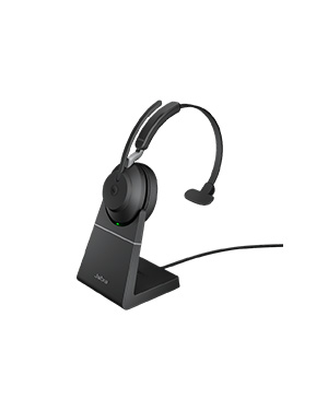 Jabra Evolve2 65 MS Mono Bluetooth Headset With Charging Stand | Microsoft Teams | Black | Link 380 | USB-A