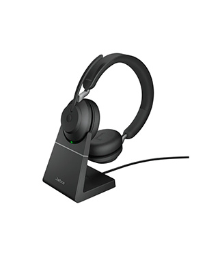 Jabra Evolve2 65 UC Stereo Bluetooth Headset With Charging Stand | Black | Link 380 | USB-C